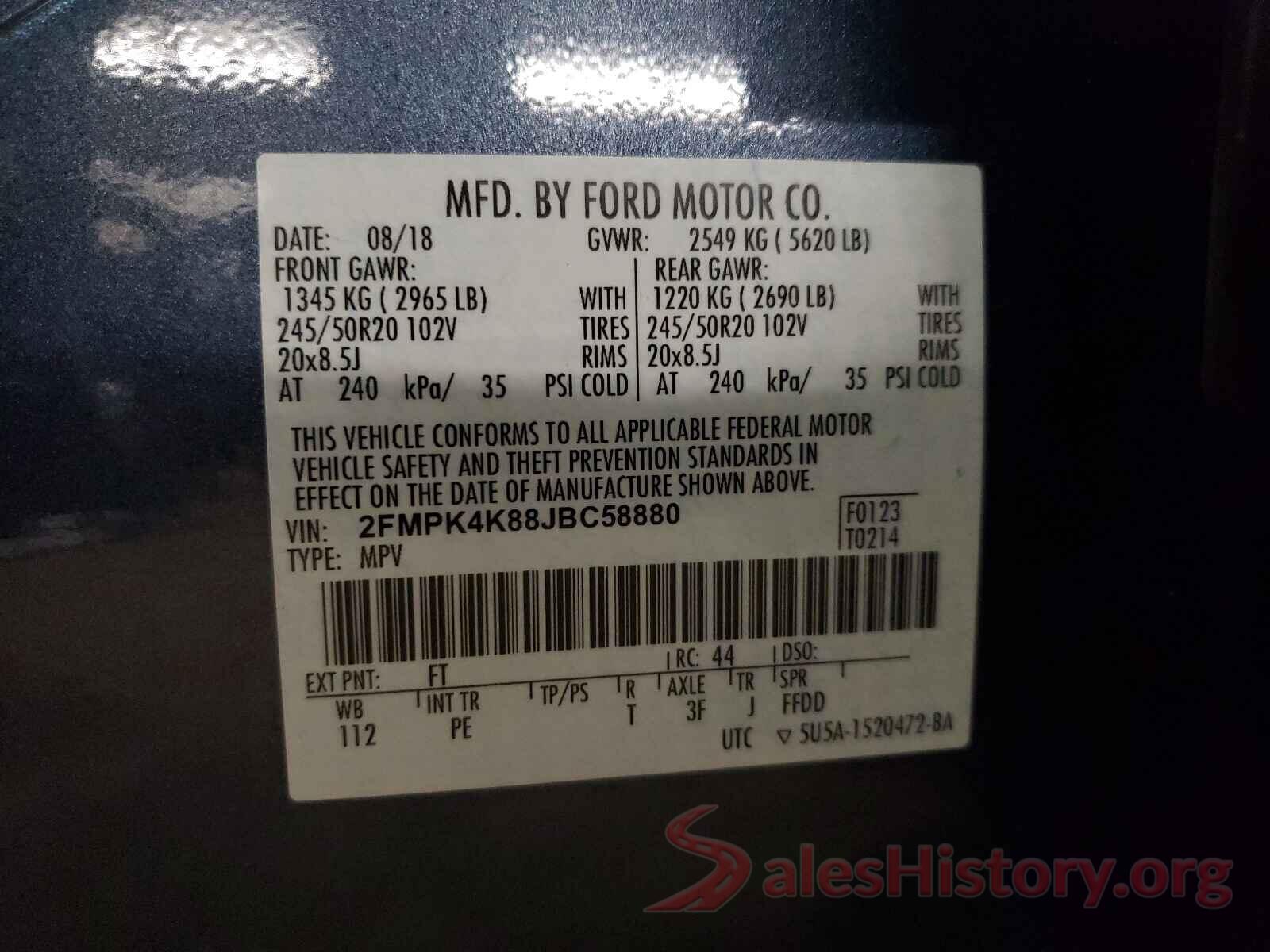 2FMPK4K88JBC58880 2018 FORD EDGE