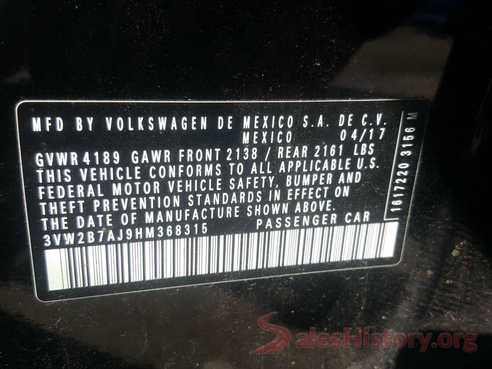 3VW2B7AJ9HM368315 2017 VOLKSWAGEN JETTA