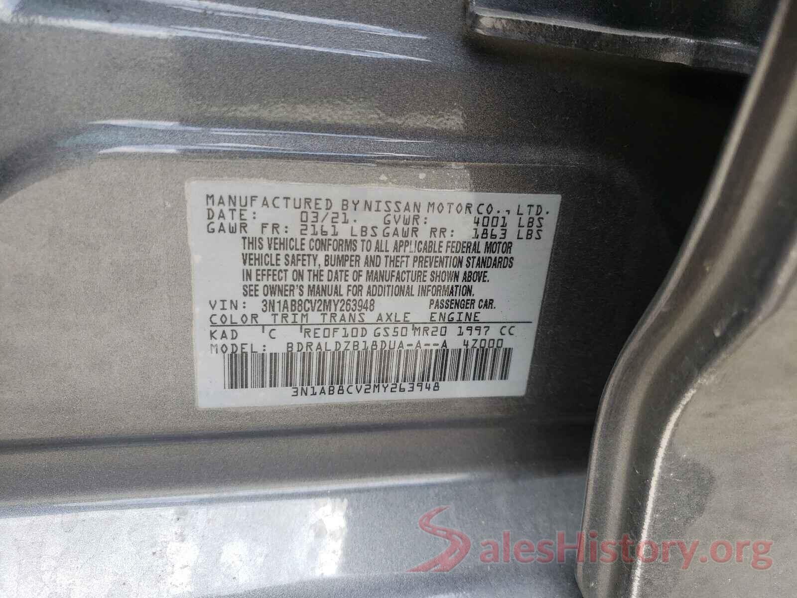 3N1AB8CV2MY263948 2021 NISSAN SENTRA