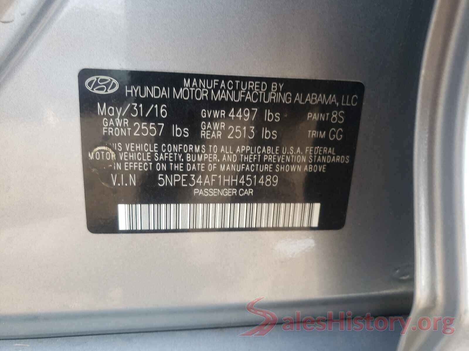 5NPE34AF1HH451489 2017 HYUNDAI SONATA