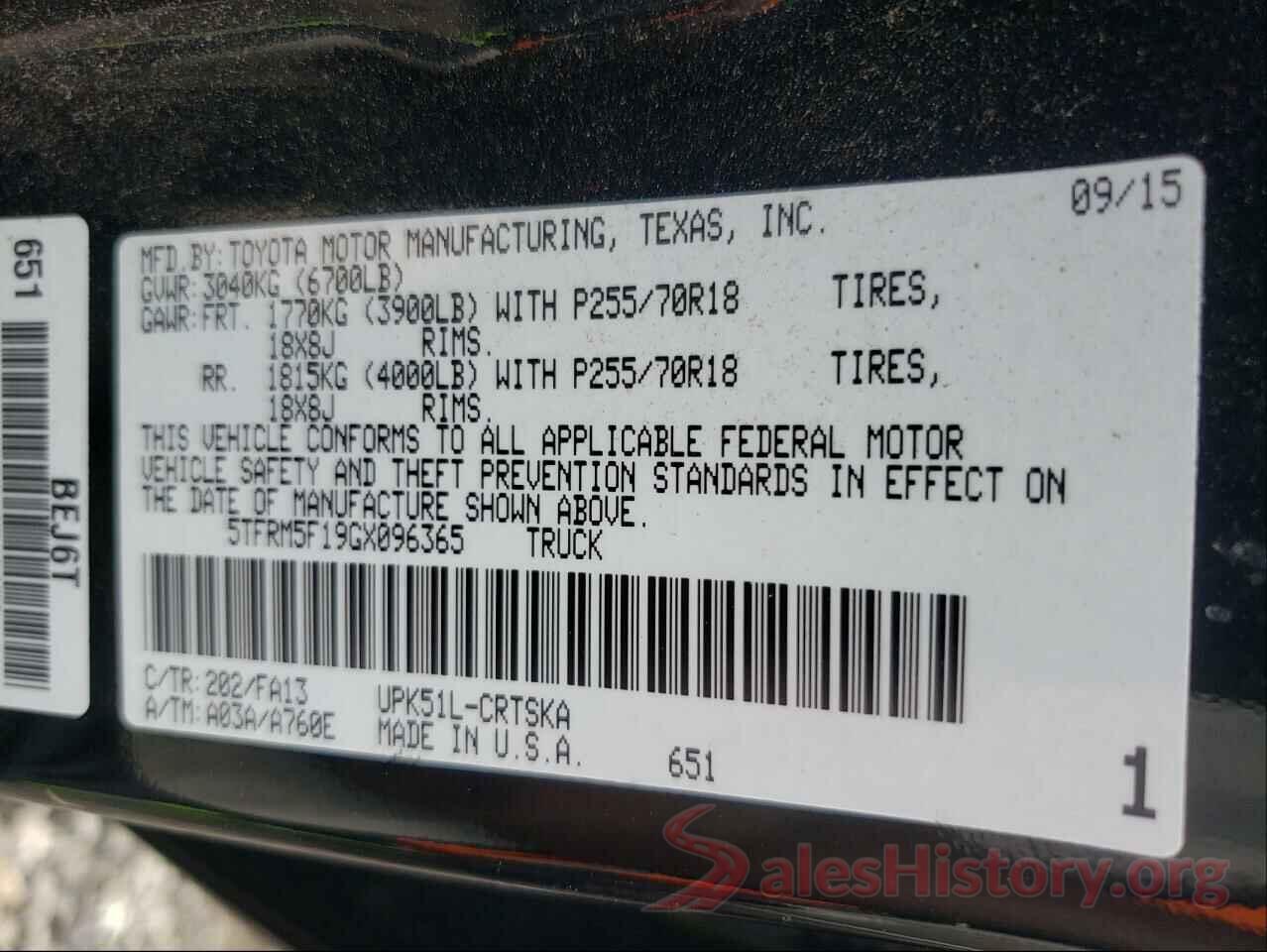 5TFRM5F19GX096365 2016 TOYOTA TUNDRA