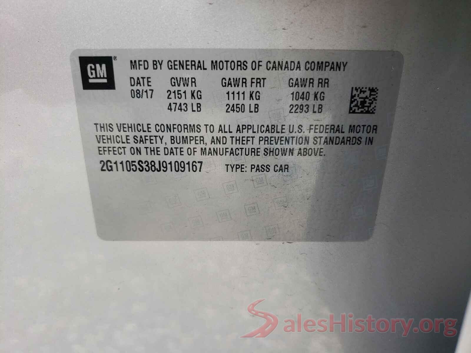 2G1105S38J9109167 2018 CHEVROLET IMPALA