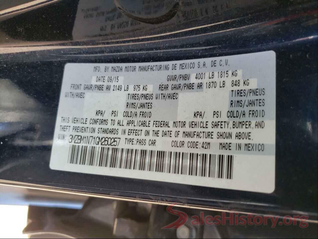 3MZBM1N71GM260257 2016 MAZDA 3