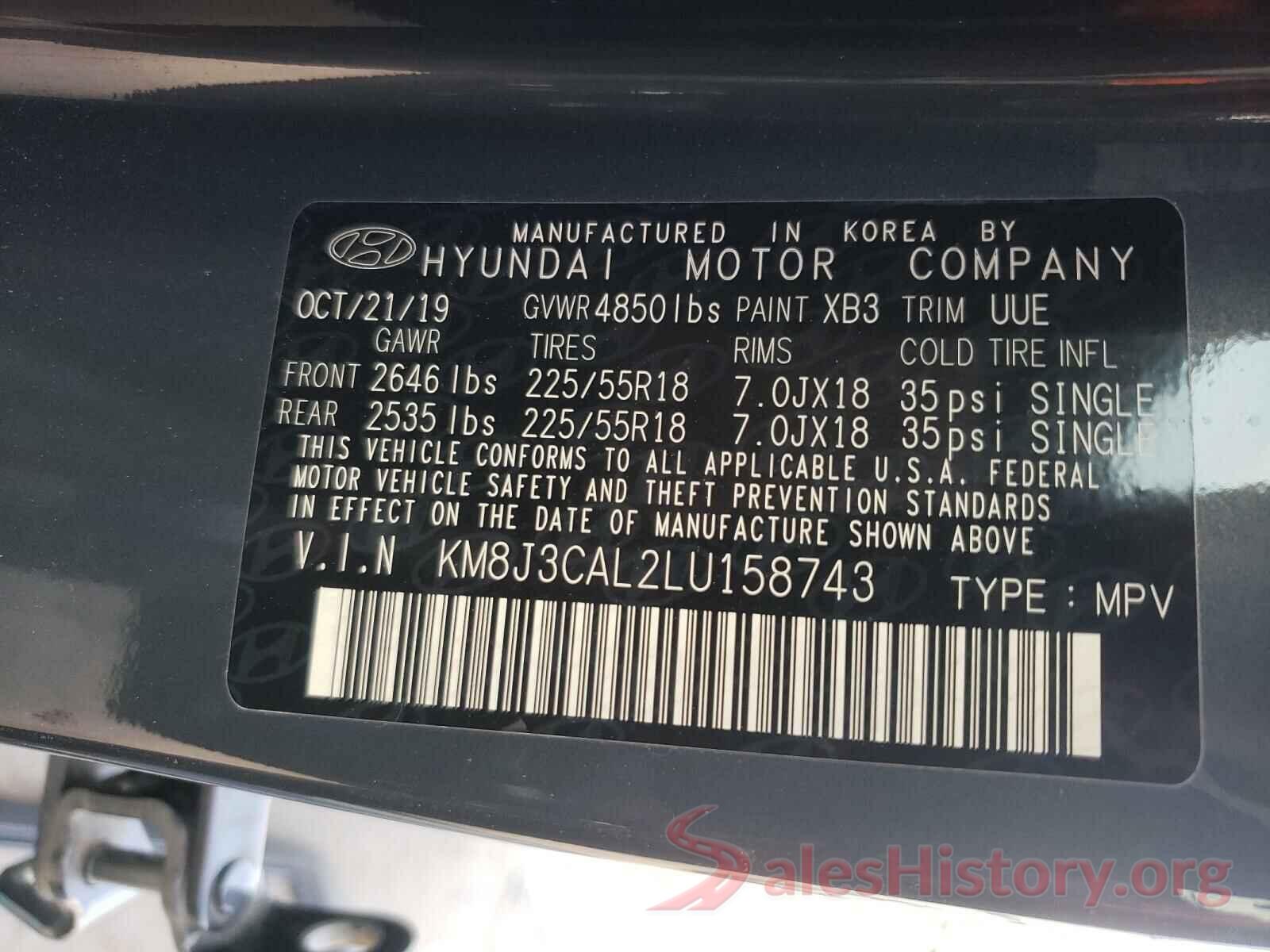 KM8J3CAL2LU158743 2020 HYUNDAI TUCSON