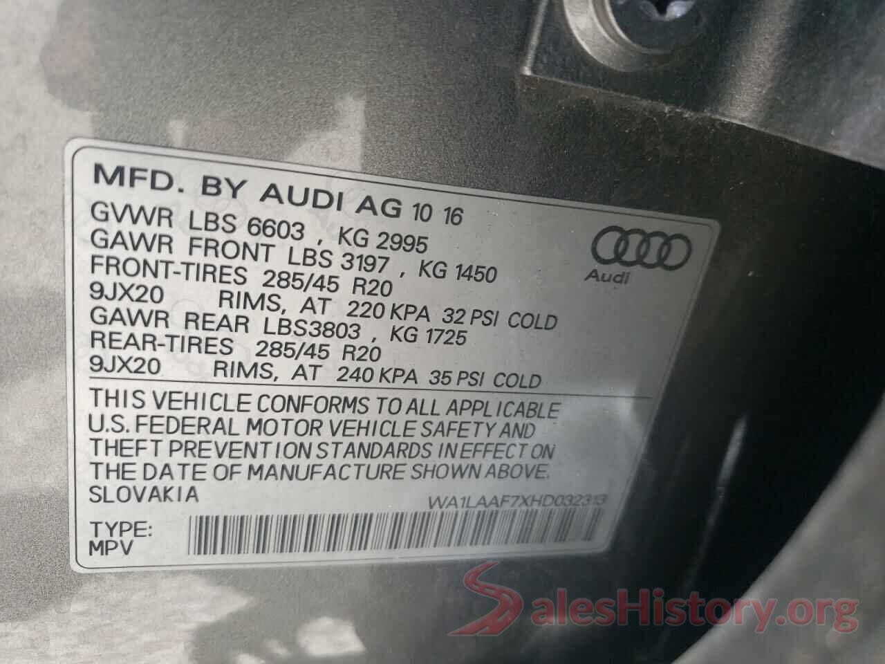 WA1LAAF7XHD032313 2017 AUDI Q7