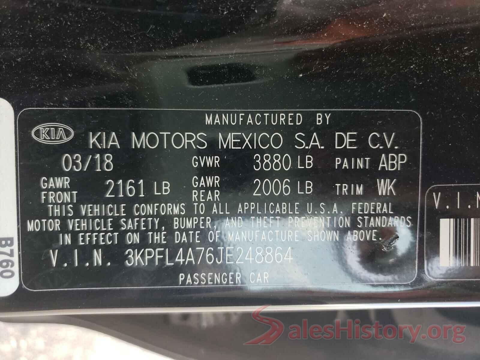 3KPFL4A76JE248864 2018 KIA FORTE