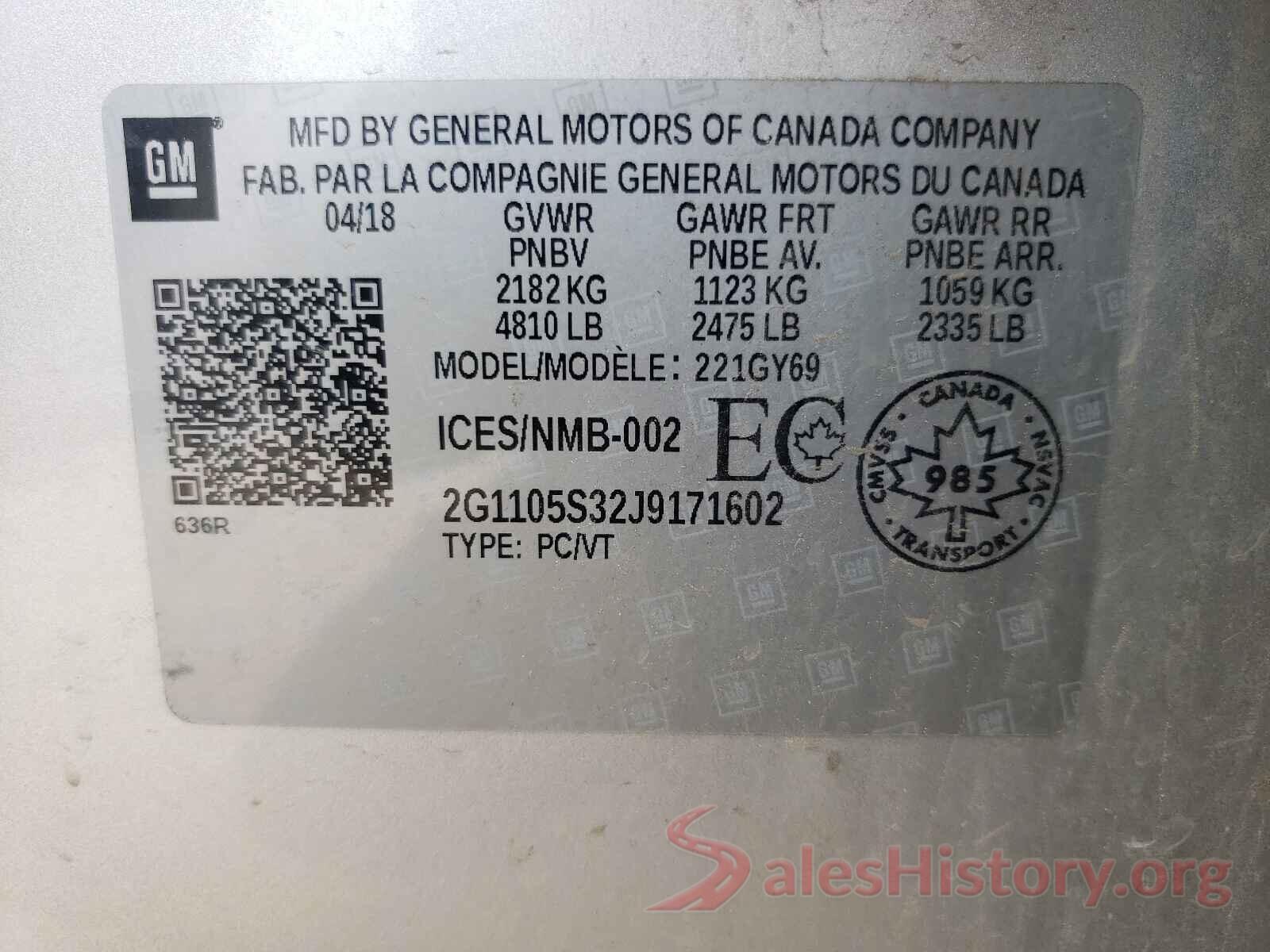 2G1105S32J9171602 2018 CHEVROLET IMPALA