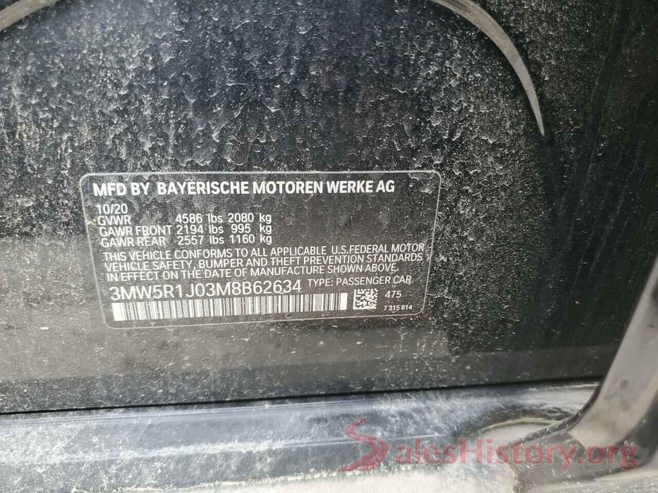 3MW5R1J03M8B62634 2021 BMW 3 SERIES