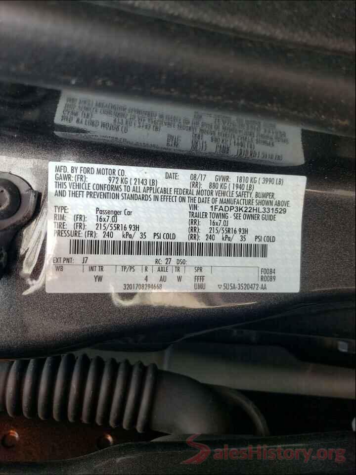 1FADP3K22HL331529 2017 FORD FOCUS