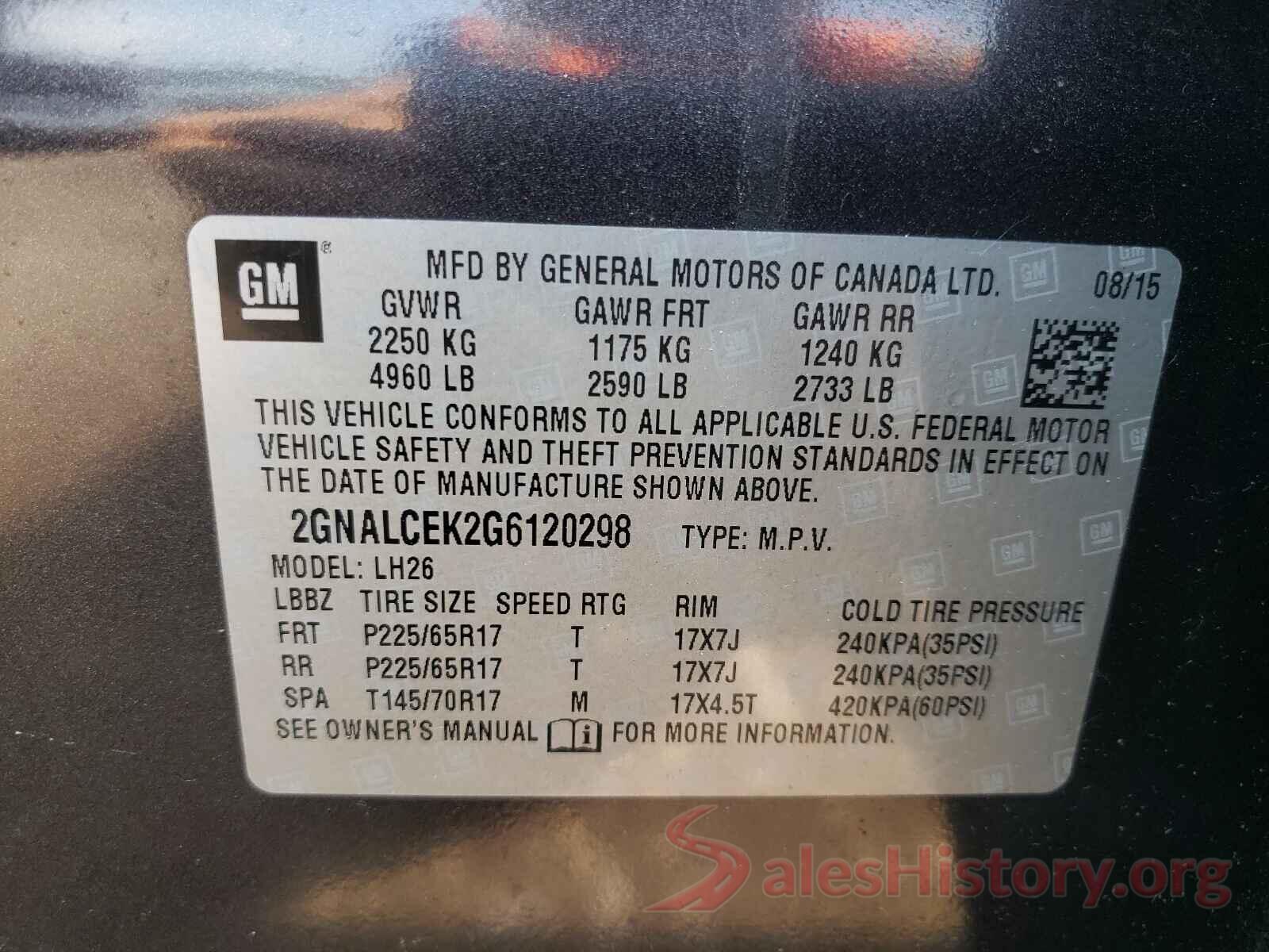 2GNALCEK2G6120298 2016 CHEVROLET EQUINOX