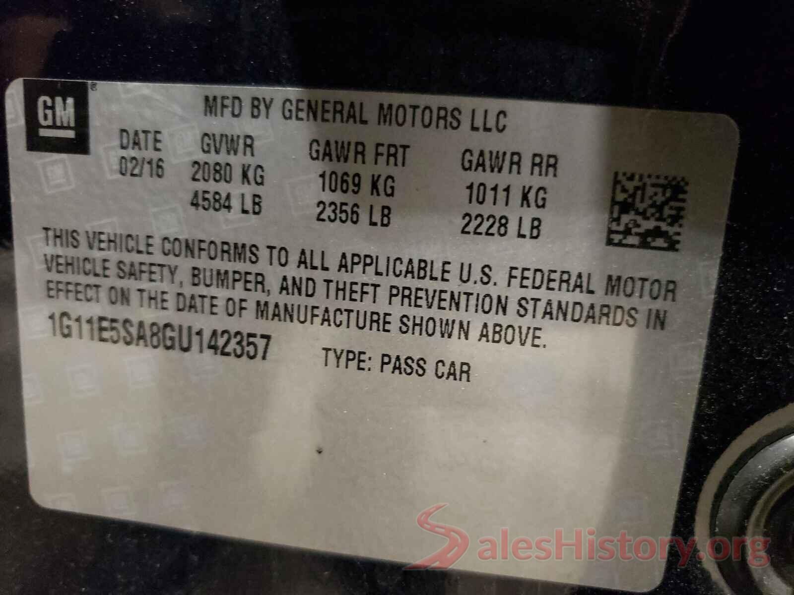 1G11E5SA8GU142357 2016 CHEVROLET MALIBU