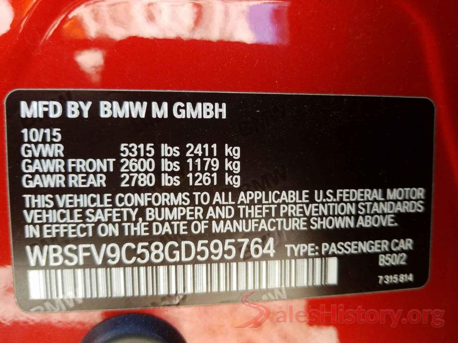 WBSFV9C58GD595764 2016 BMW M5