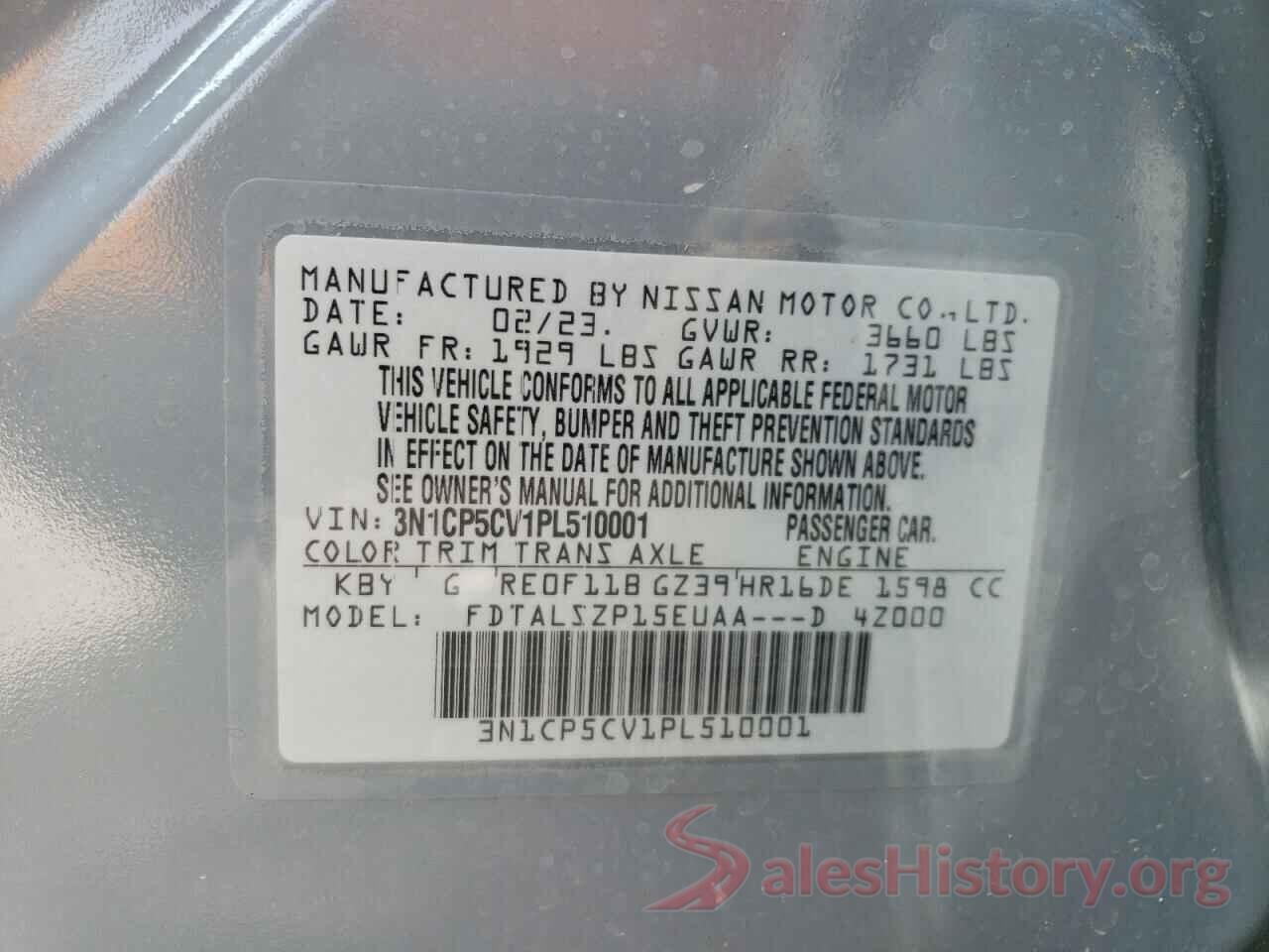 3N1CP5CV1PL510001 2023 NISSAN KICKS