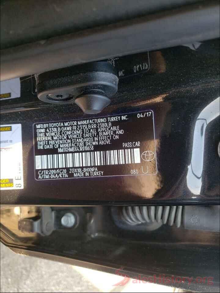 NMTKHMBX4JR010658 2018 TOYOTA C-HR