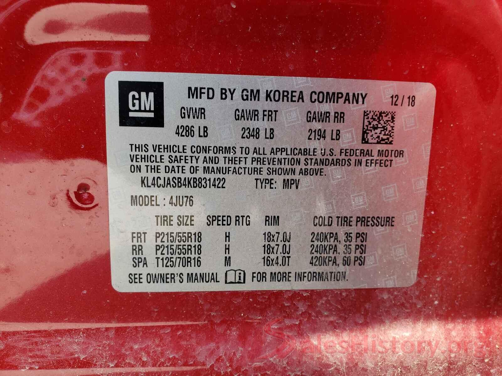 KL4CJASB4KB831422 2019 BUICK ENCORE