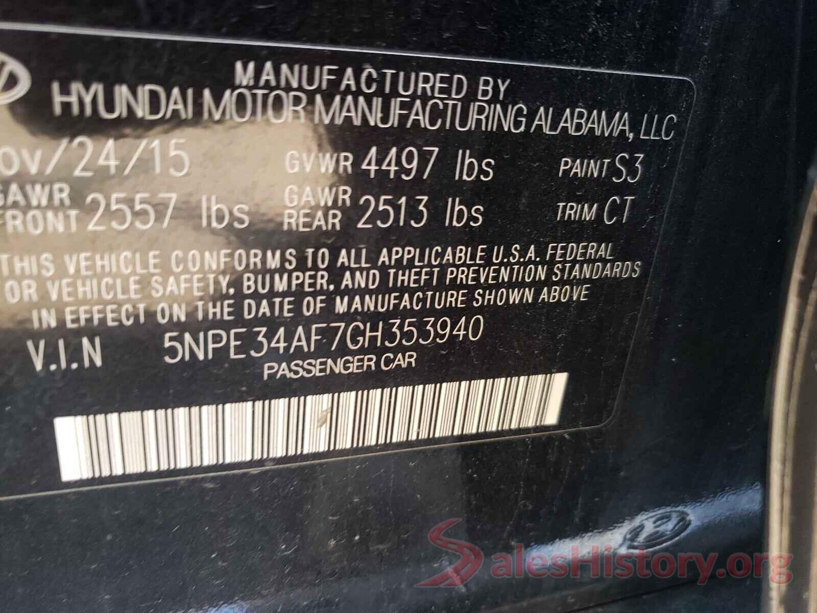 5NPE34AF7GH353940 2016 HYUNDAI SONATA