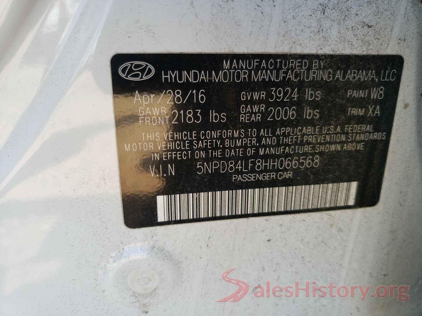 5NPD84LF8HH066568 2017 HYUNDAI ELANTRA