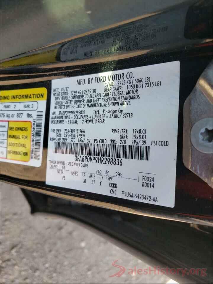 3FA6P0VP9HR298836 2017 FORD FUSION