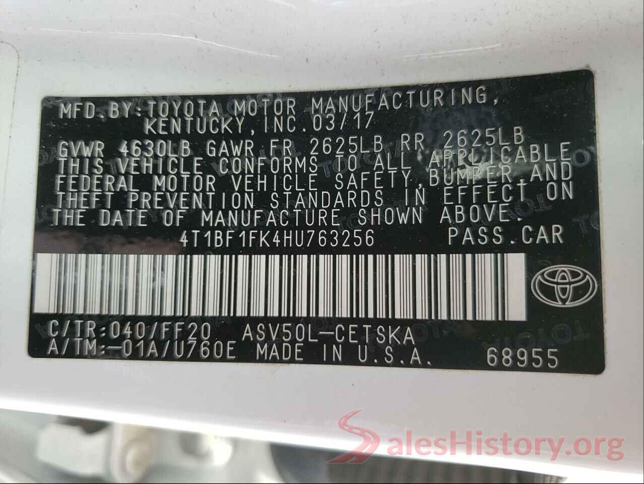 4T1BF1FK4HU763256 2017 TOYOTA CAMRY