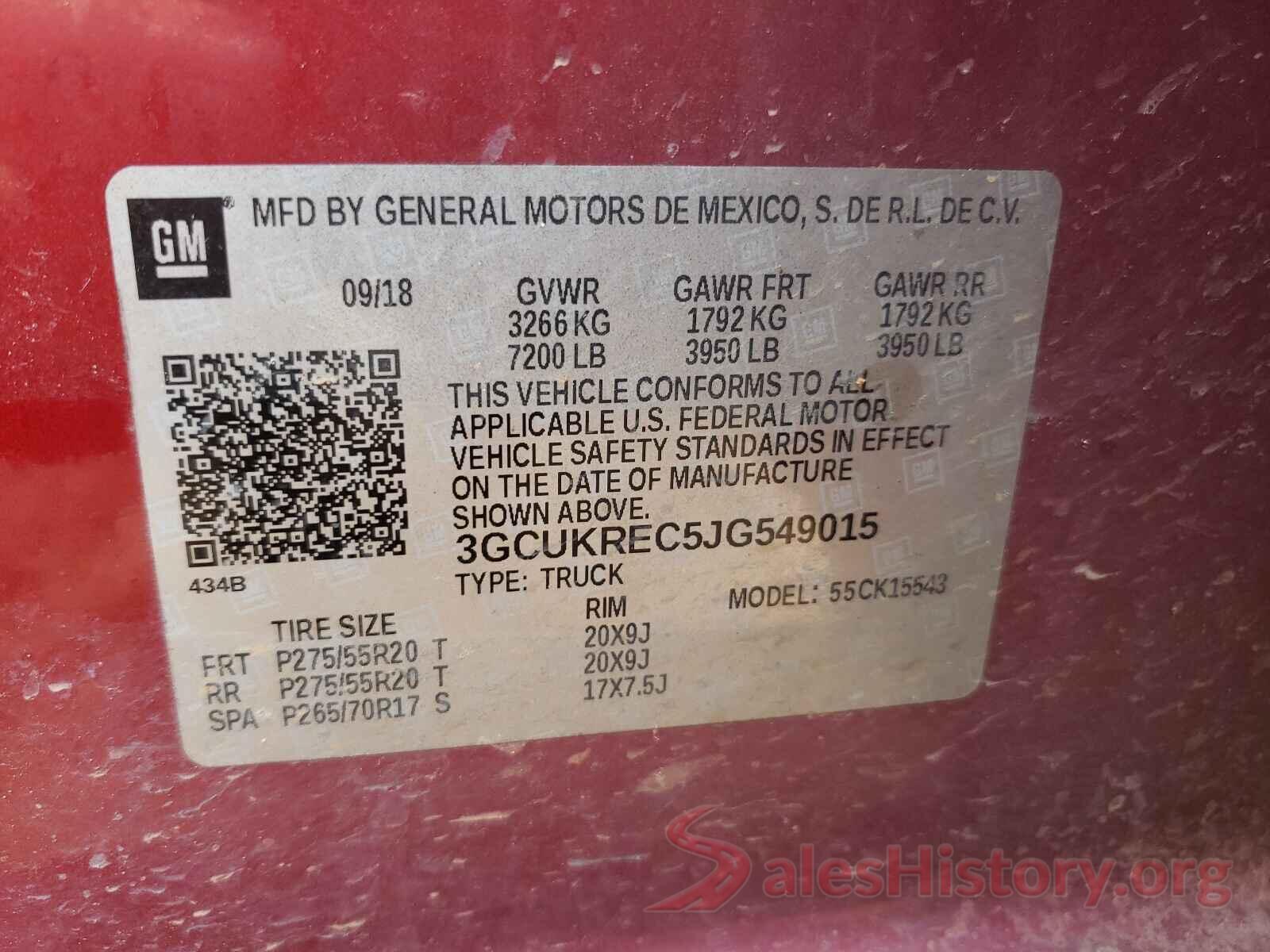 3GCUKREC5JG549015 2018 CHEVROLET SILVERADO