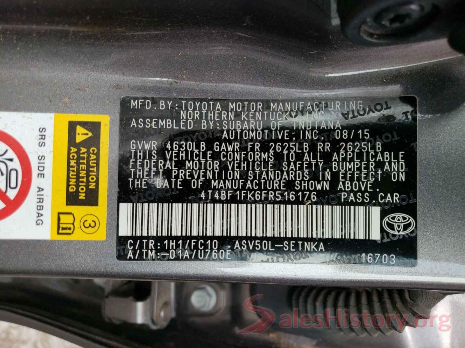 4T4BF1FK6FR516176 2015 TOYOTA CAMRY