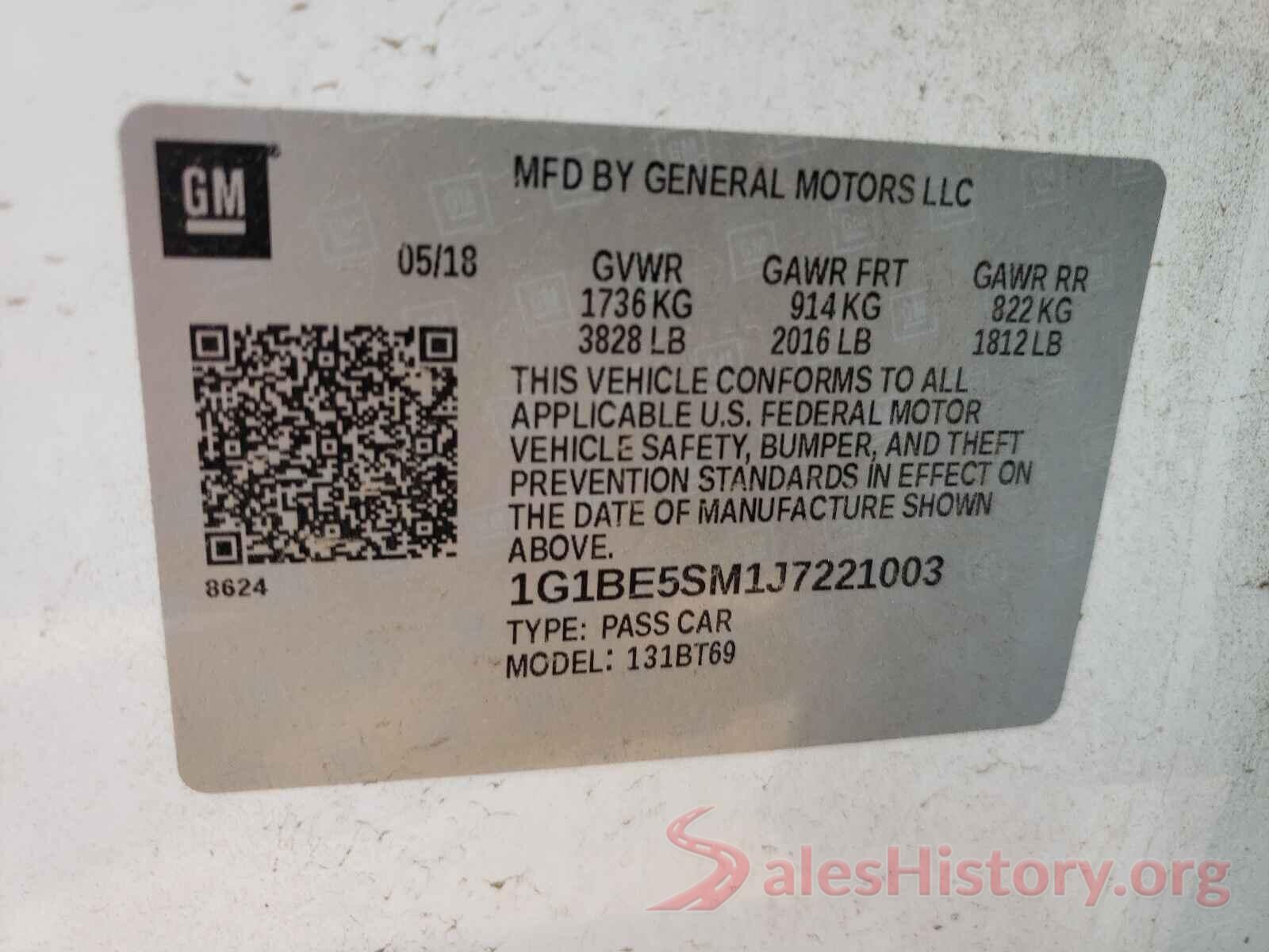 1G1BE5SM1J7221003 2018 CHEVROLET CRUZE