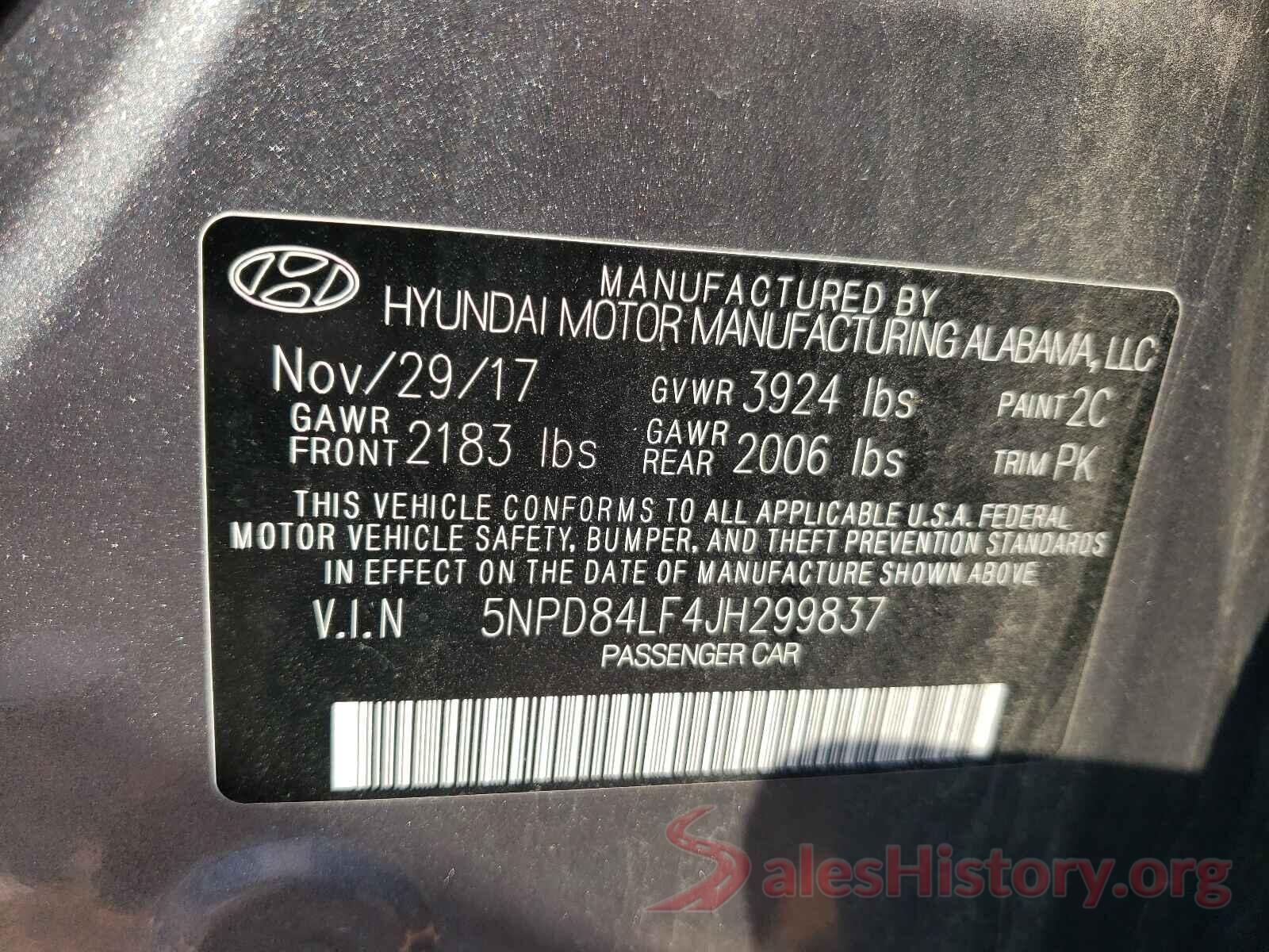 5NPD84LF4JH299837 2018 HYUNDAI ELANTRA