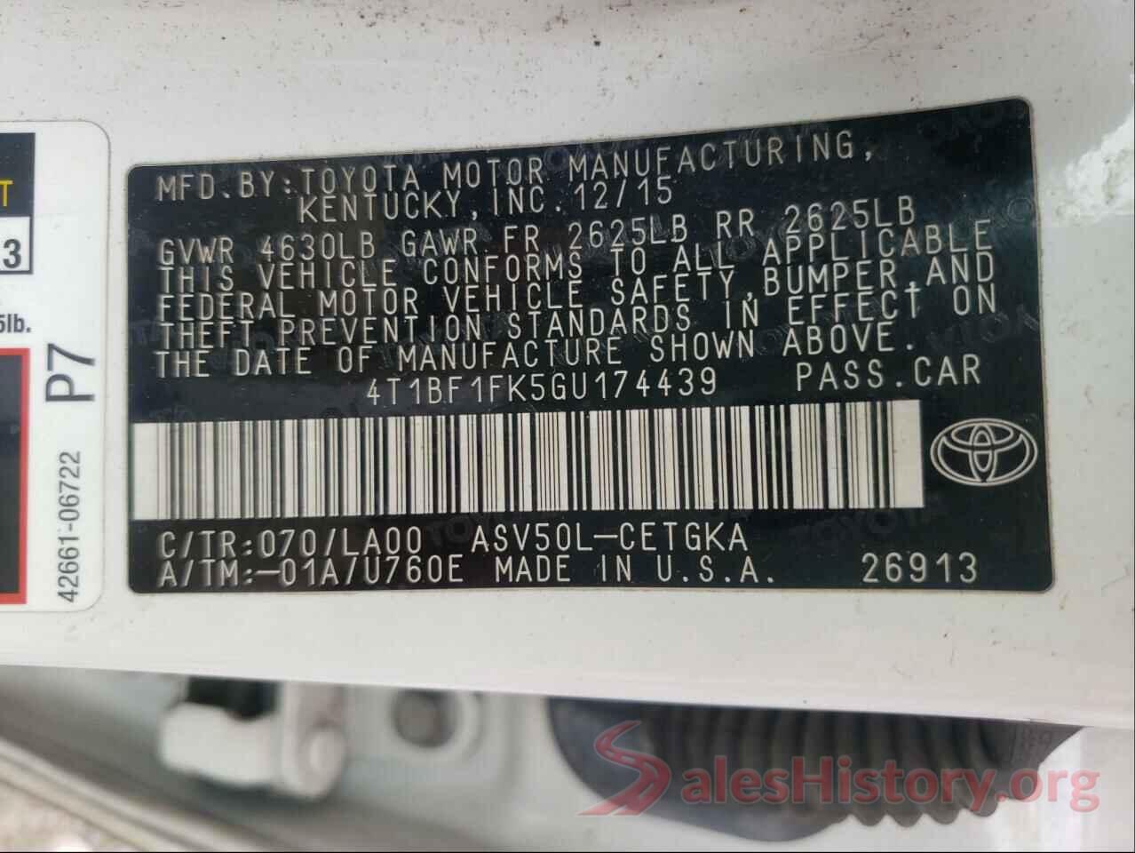 4T1BF1FK5GU174439 2016 TOYOTA CAMRY