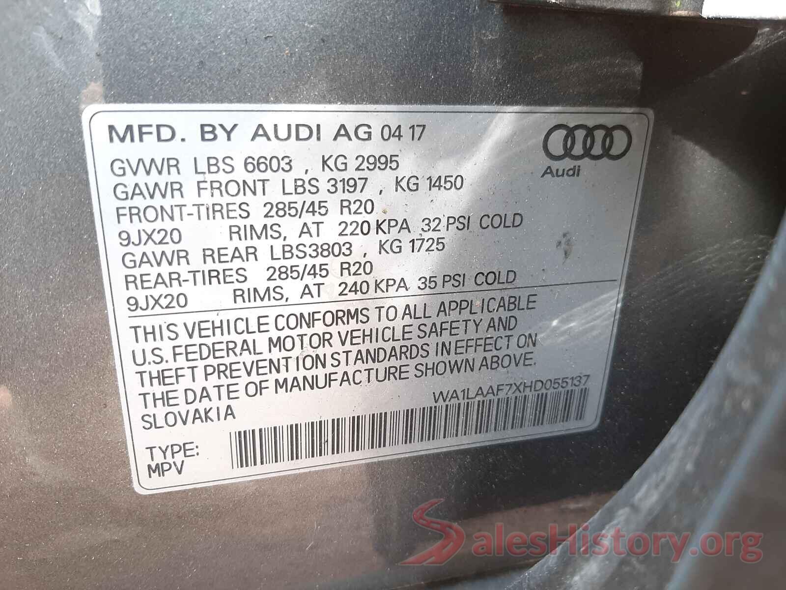 WA1LAAF7XHD055137 2017 AUDI Q7