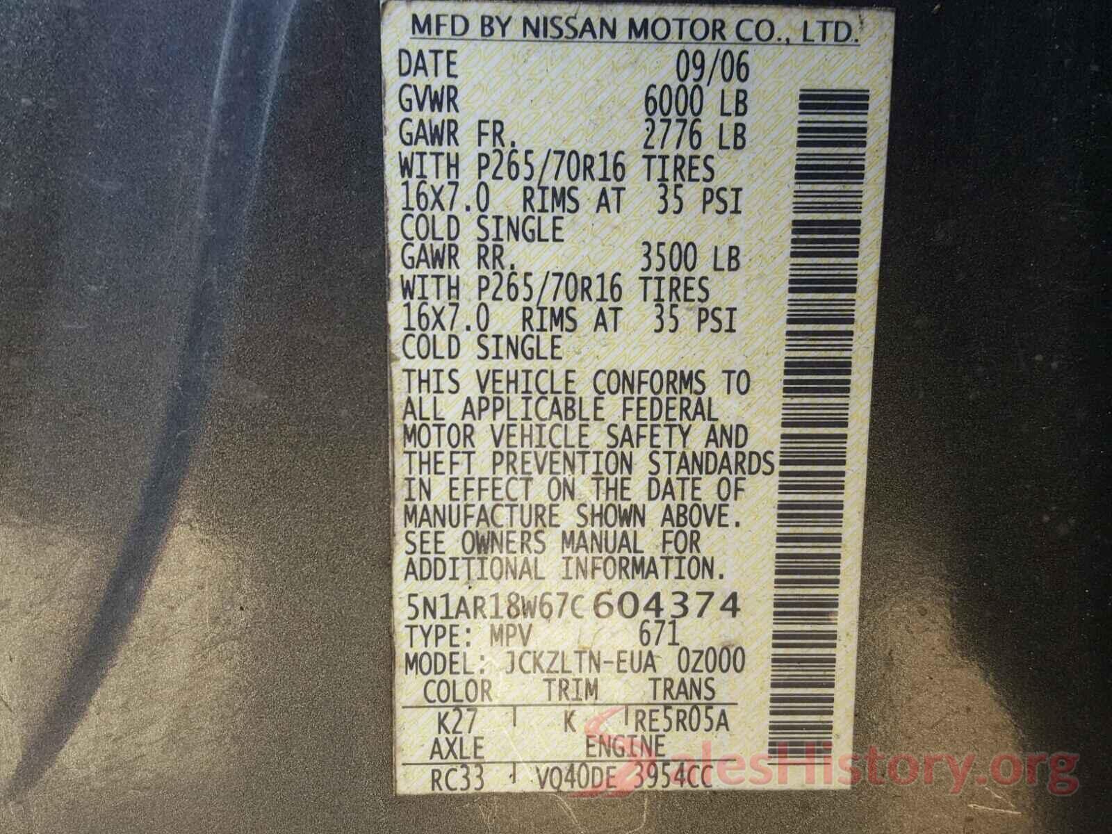 5N1AR18W67C604374 2007 NISSAN PATHFINDER