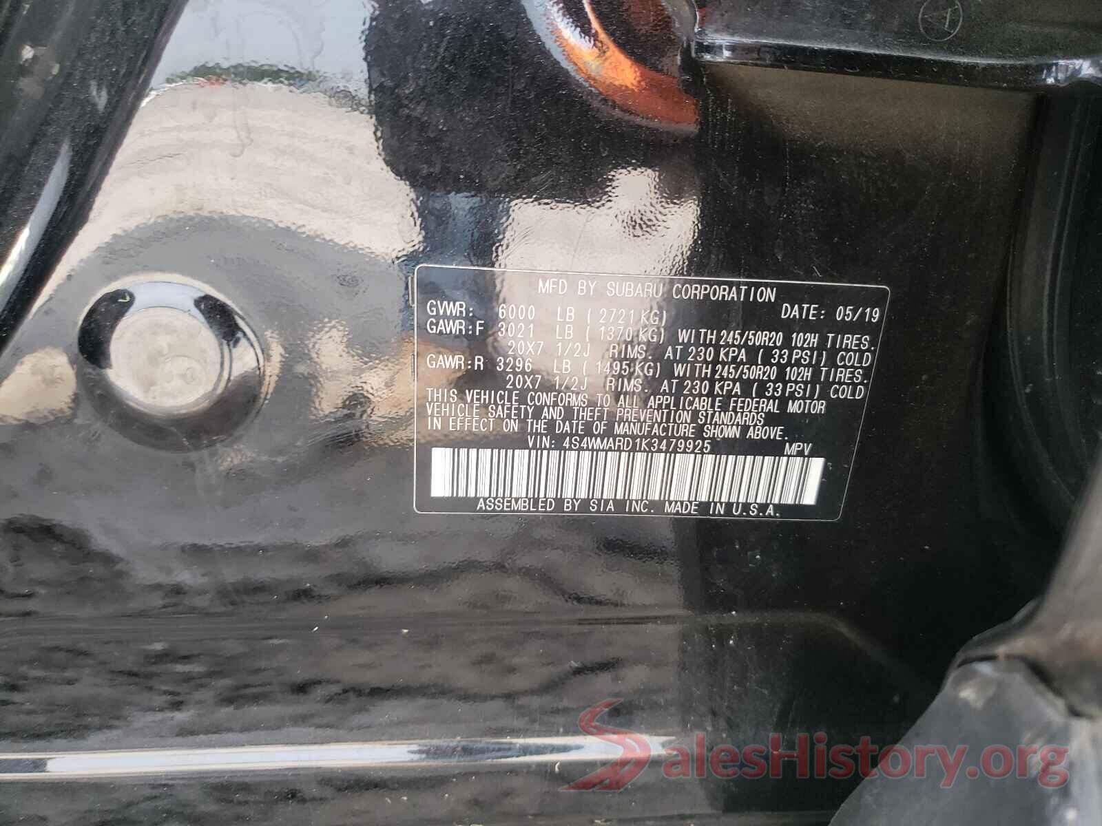 4S4WMARD1K3479925 2019 SUBARU ASCENT