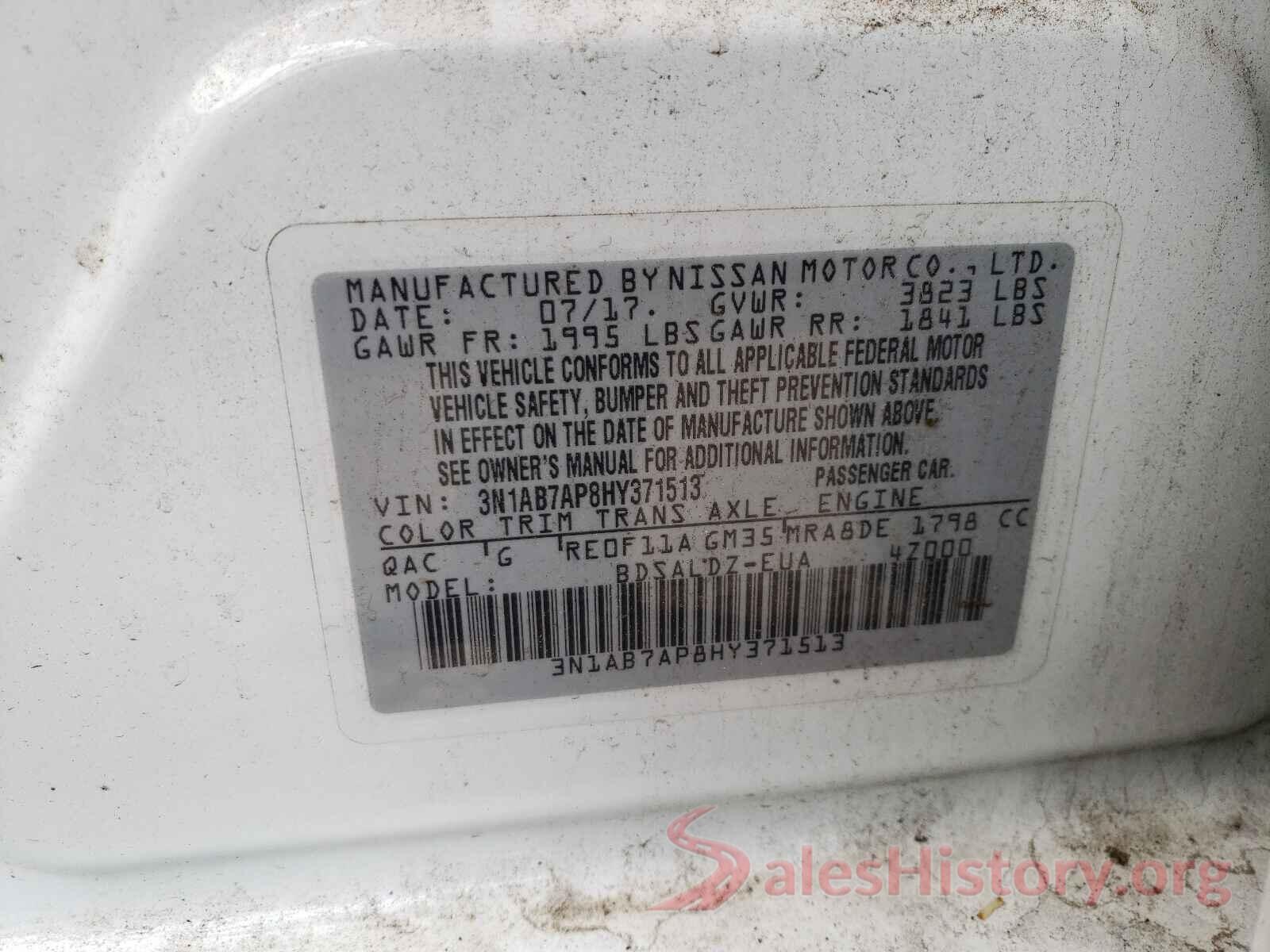 3N1AB7AP8HY371513 2017 NISSAN SENTRA