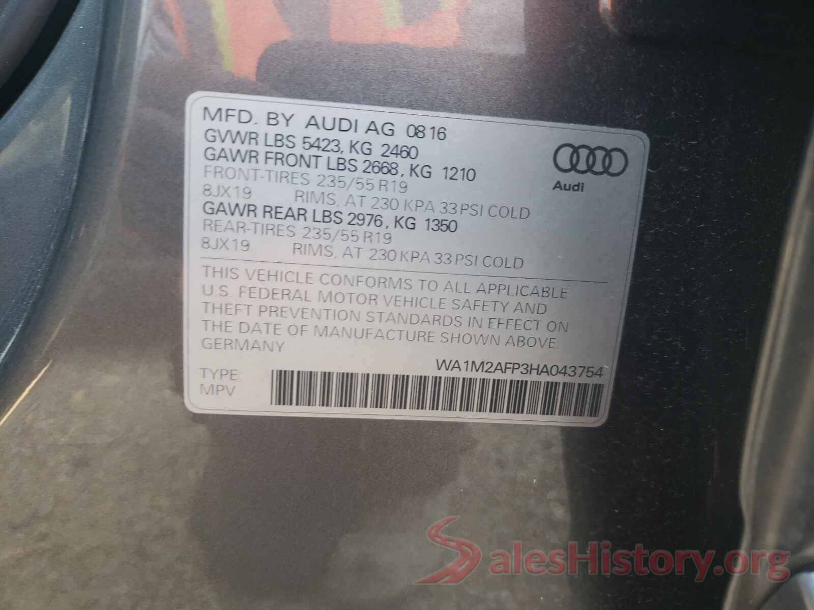 WA1M2AFP3HA043754 2017 AUDI Q5