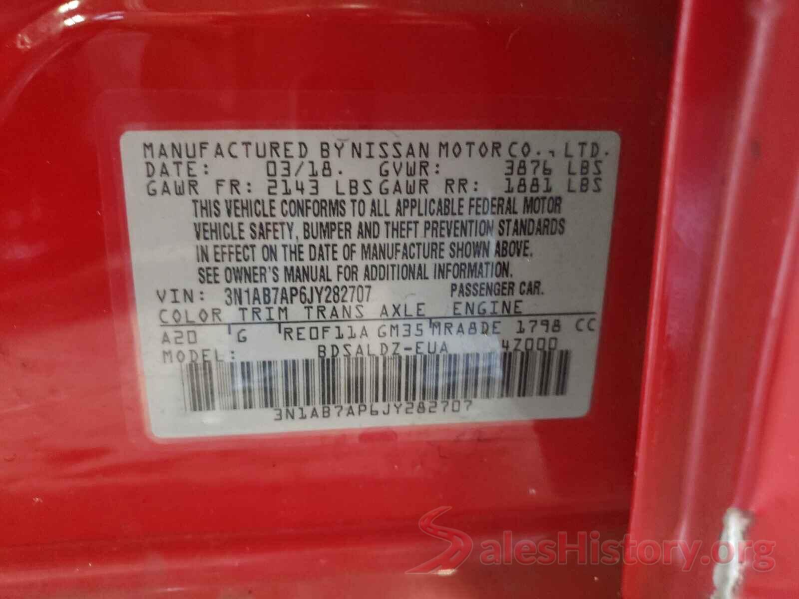 3N1AB7AP6JY282707 2018 NISSAN SENTRA