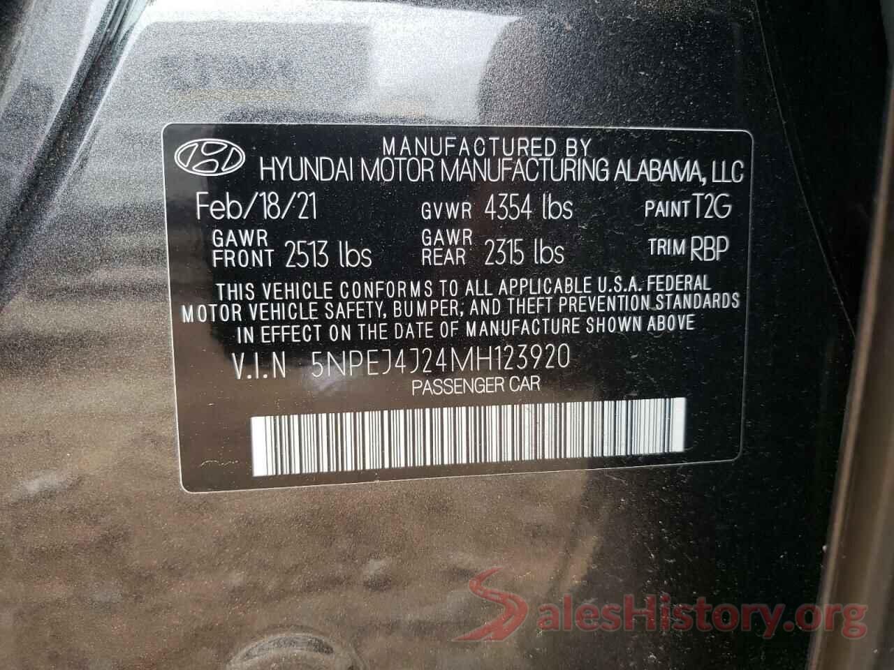 5NPEJ4J24MH123920 2021 HYUNDAI SONATA