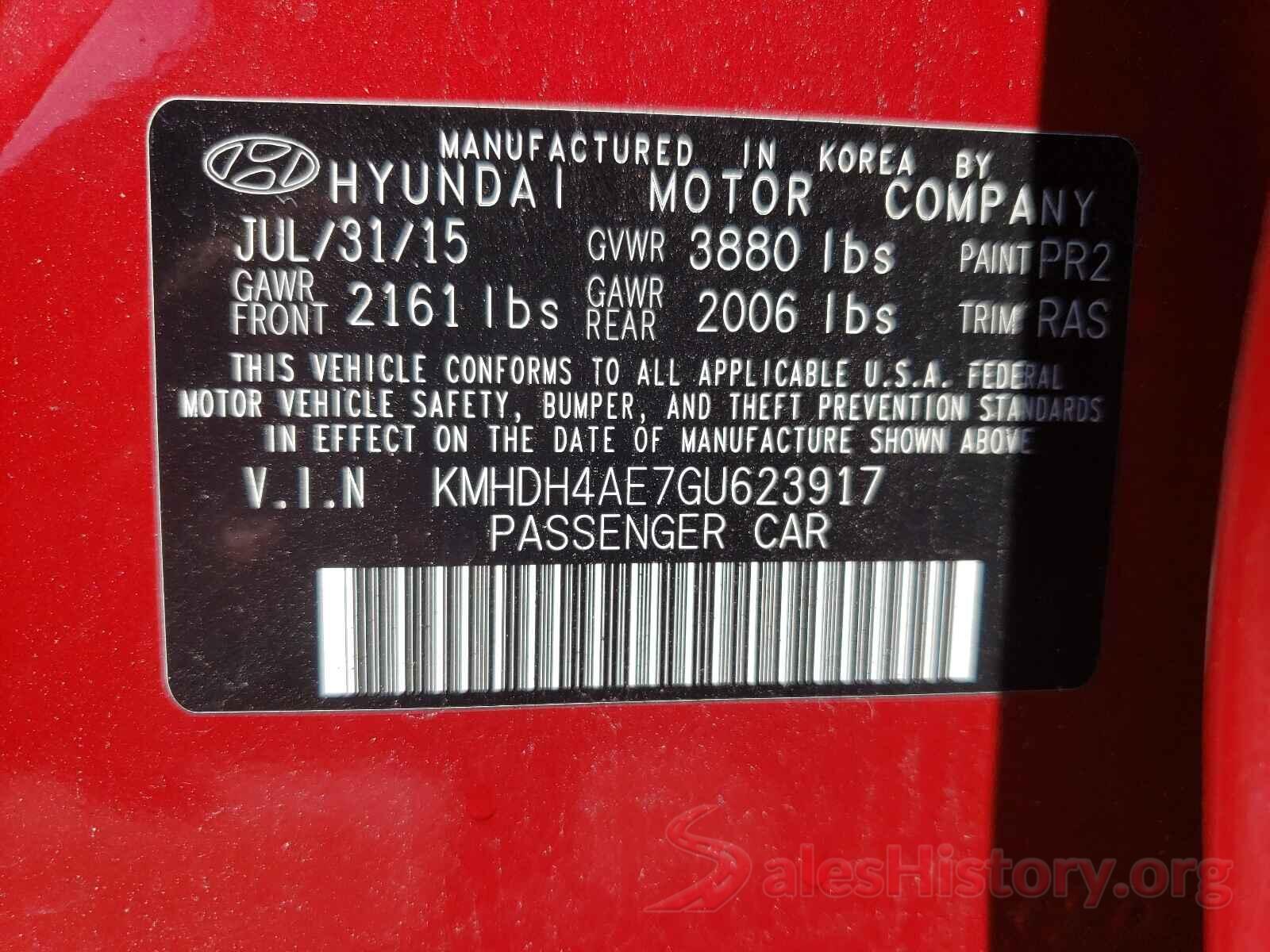 KMHDH4AE7GU623917 2016 HYUNDAI ELANTRA