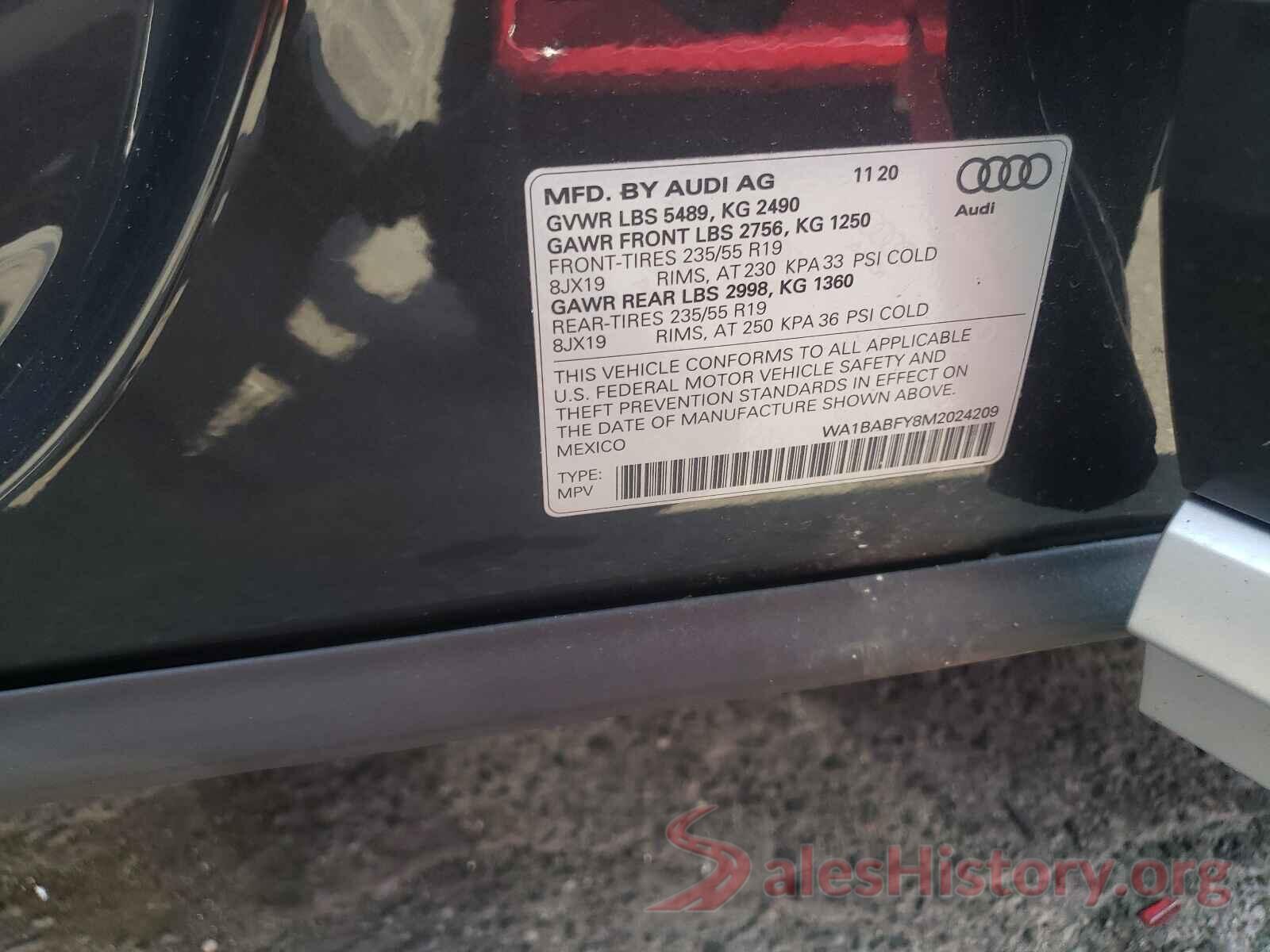 WA1BABFY8M2024209 2021 AUDI Q5