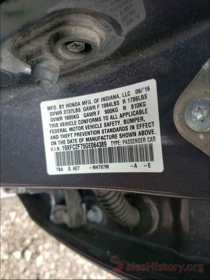 19XFC2F75GE064389 2016 HONDA CIVIC