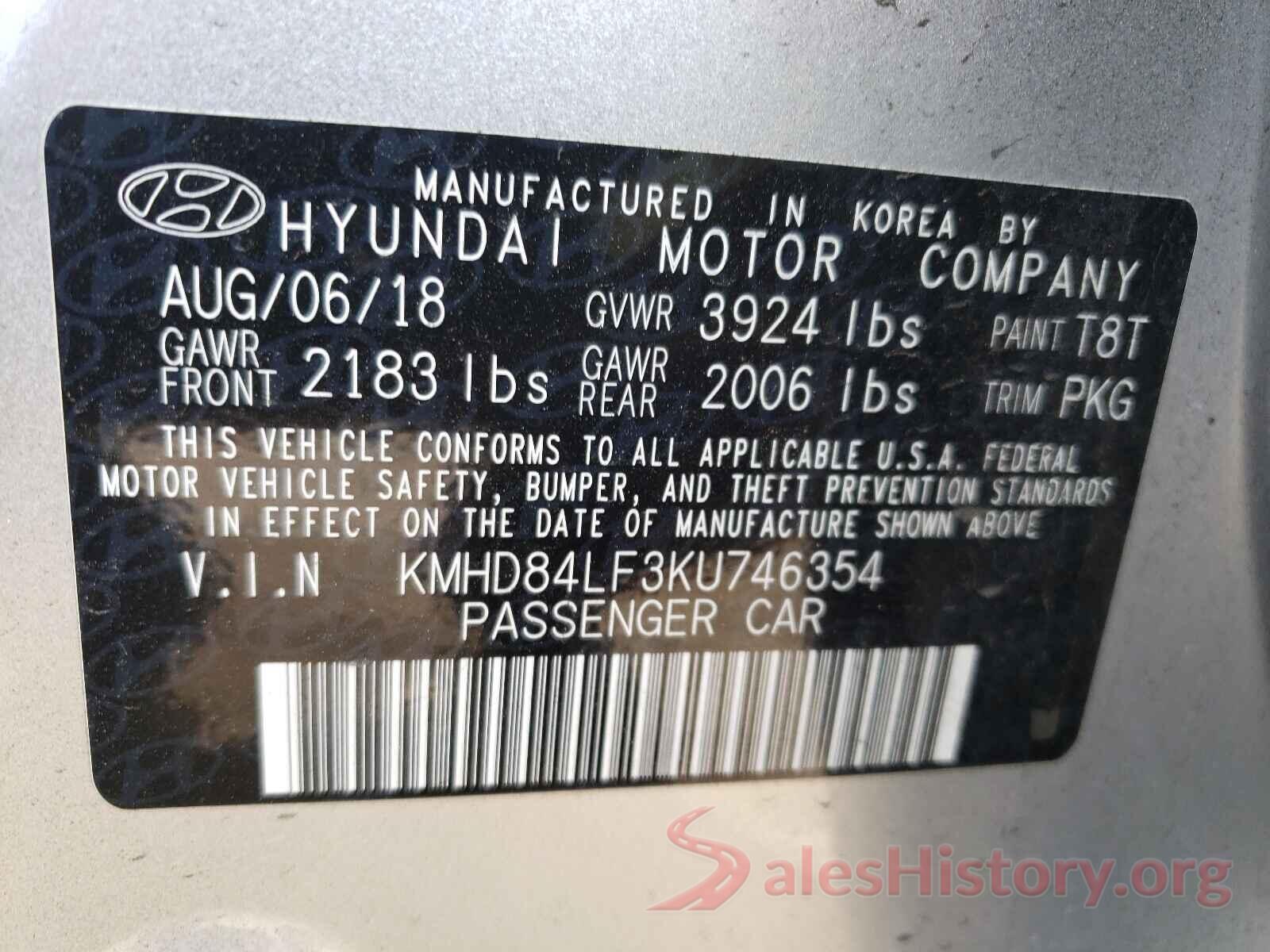 KMHD84LF3KU746354 2019 HYUNDAI ELANTRA