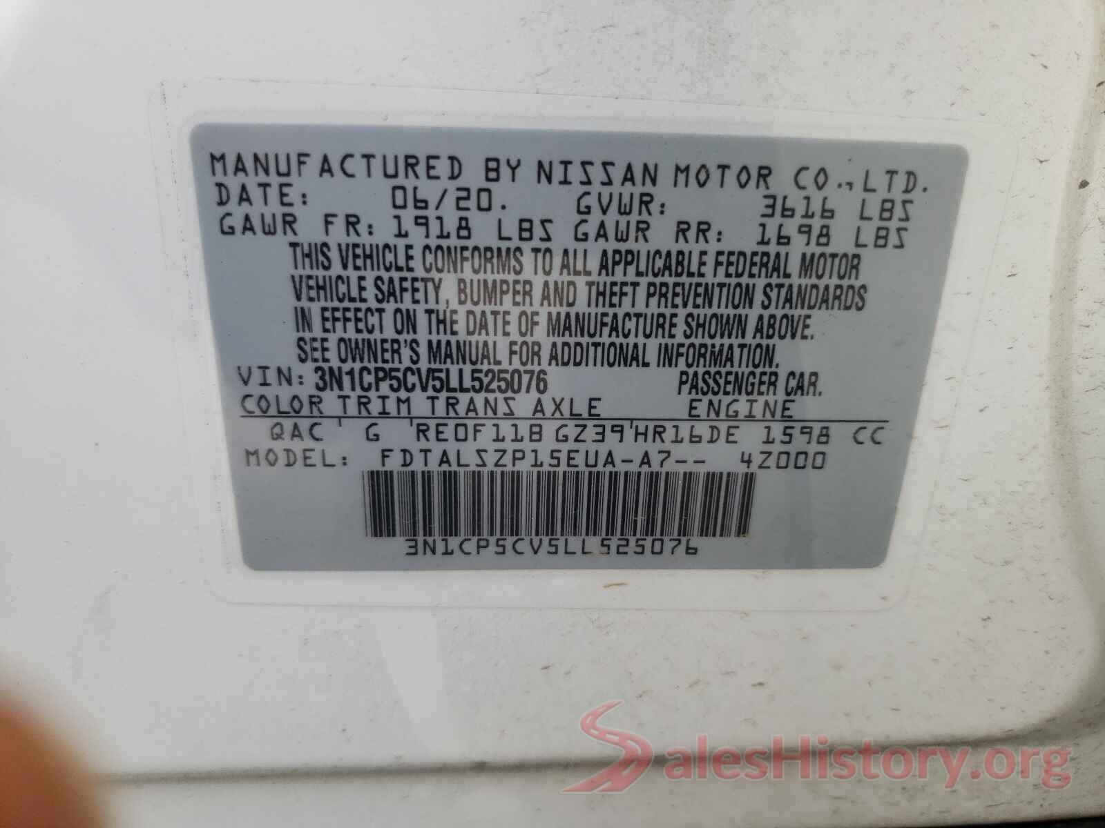 3N1CP5CV5LL525076 2020 NISSAN KICKS