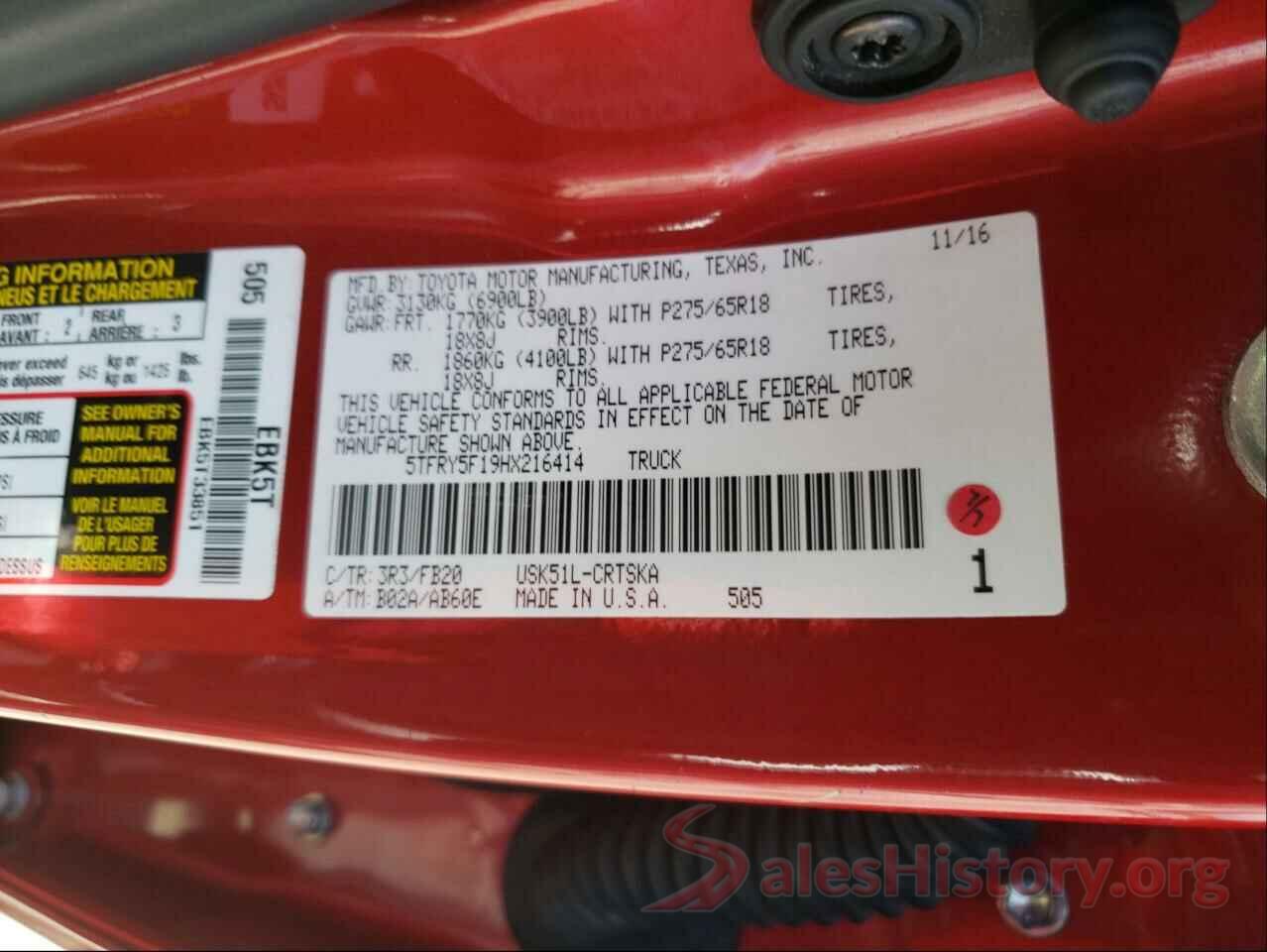 5TFRY5F19HX216414 2017 TOYOTA TUNDRA