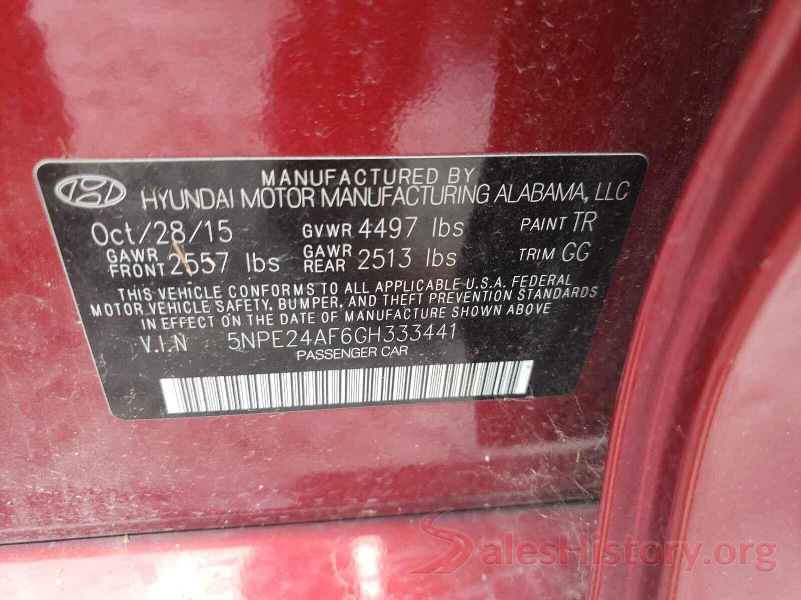 5NPE24AF6GH333441 2016 HYUNDAI SONATA