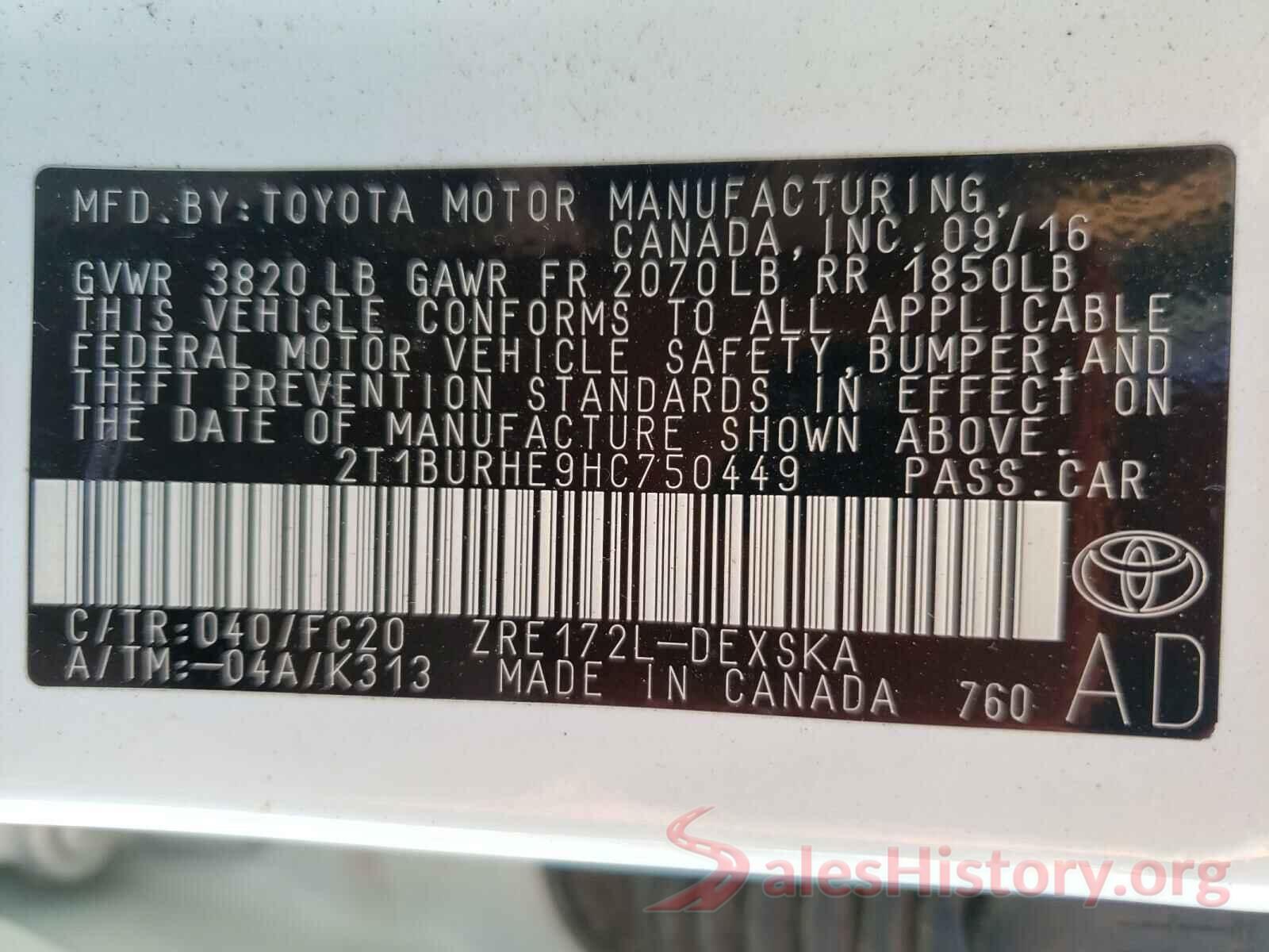 2T1BURHE9HC750449 2017 TOYOTA COROLLA