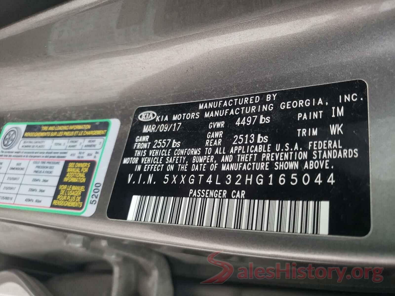 5XXGT4L32HG165044 2017 KIA OPTIMA