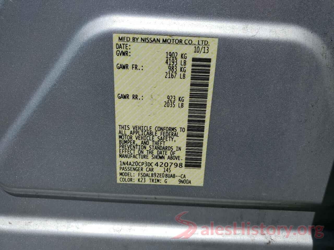 1N4AZ0CP3DC420798 2013 NISSAN LEAF