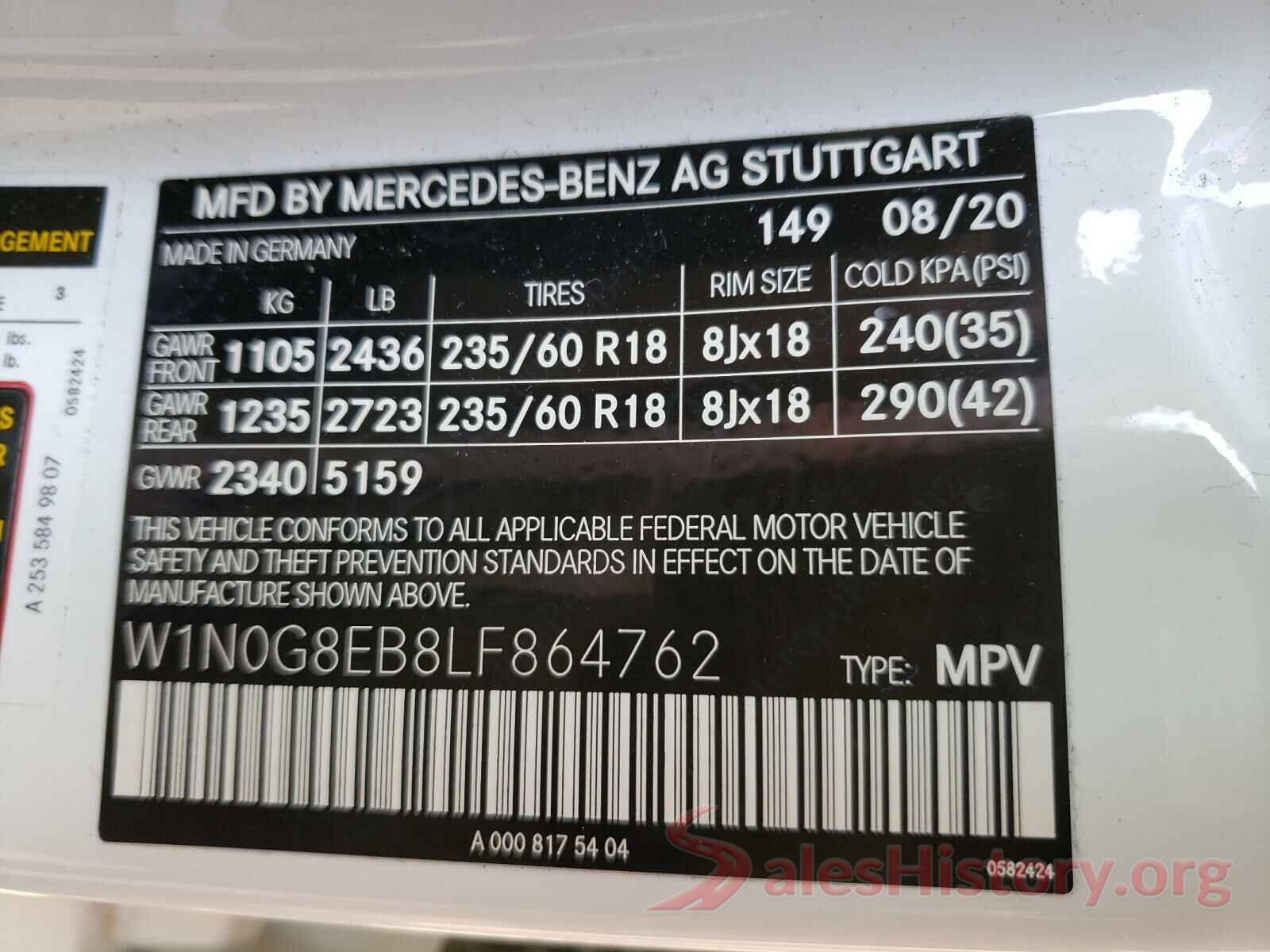 W1N0G8EB8LF864762 2020 MERCEDES-BENZ GLC-CLASS