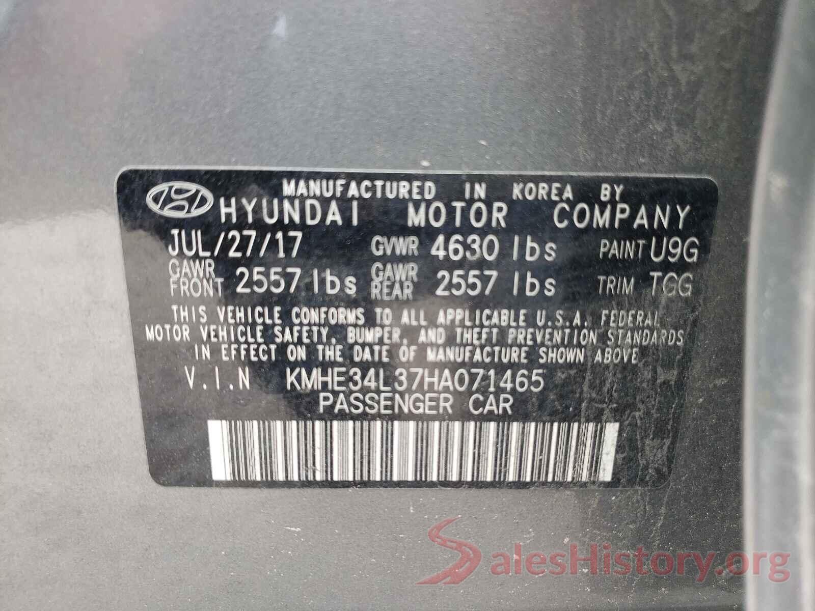 KMHE34L37HA071465 2017 HYUNDAI SONATA