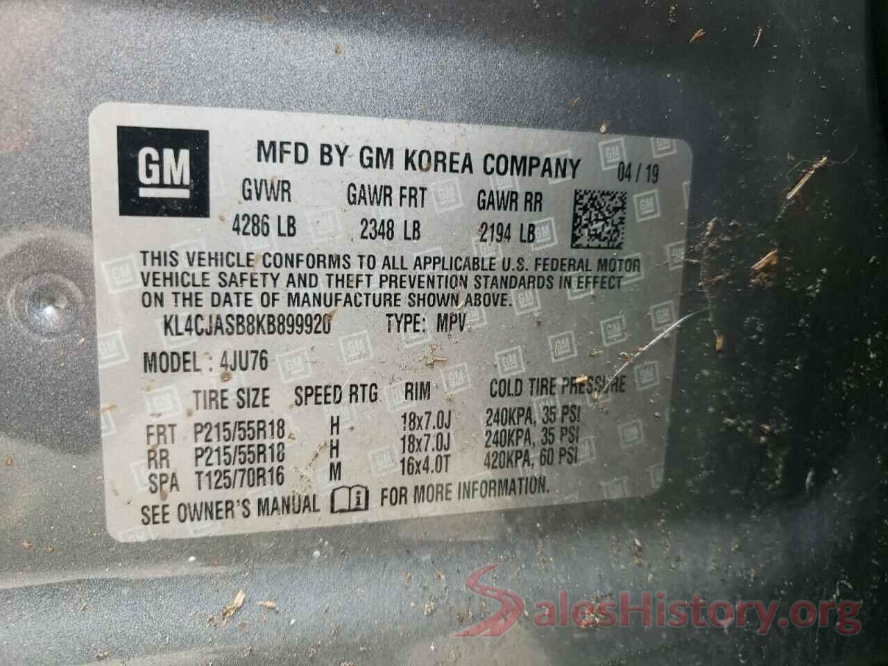 KL4CJASB8KB899920 2019 BUICK ENCORE