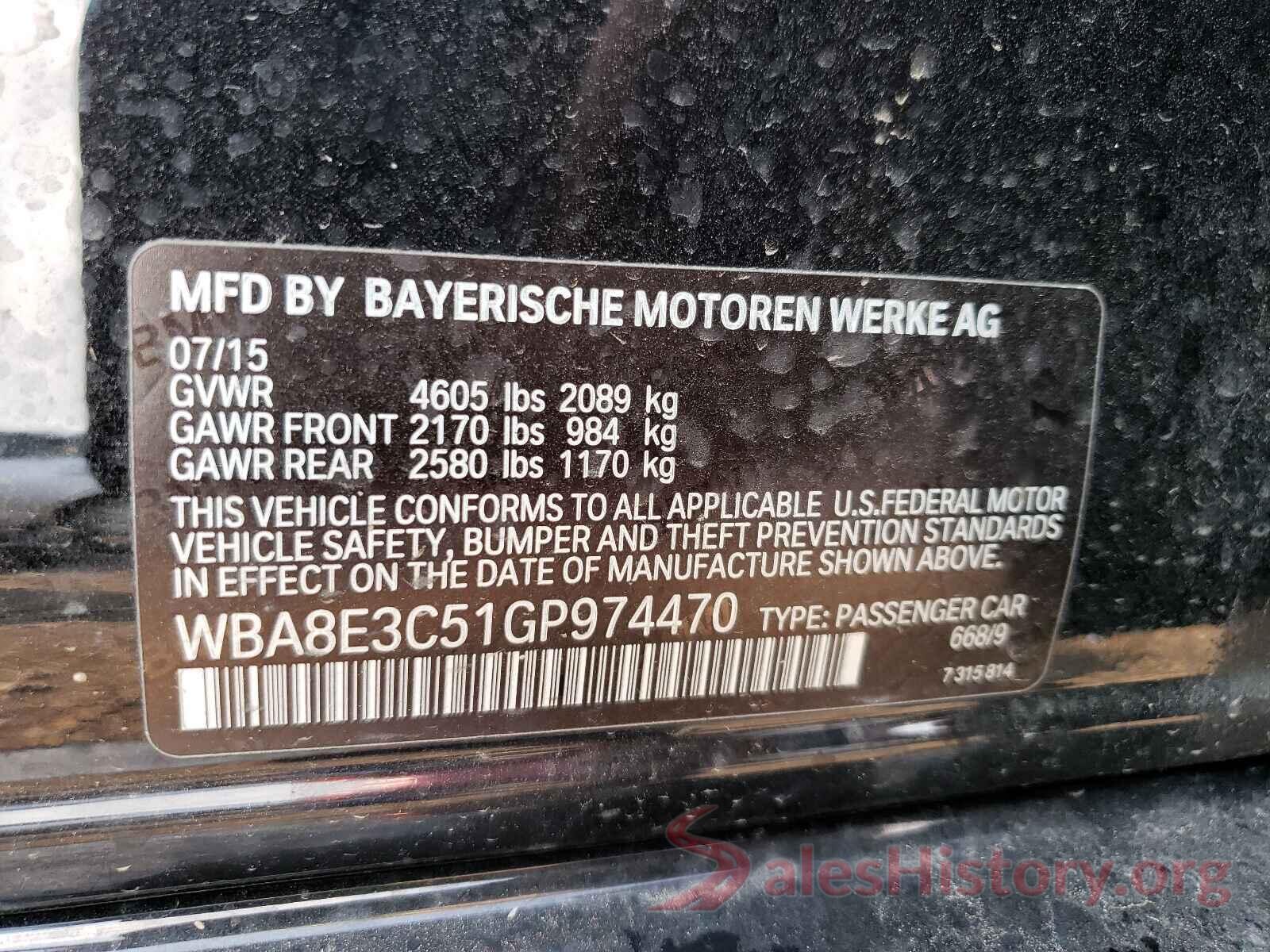 WBA8E3C51GP974470 2016 BMW 3 SERIES