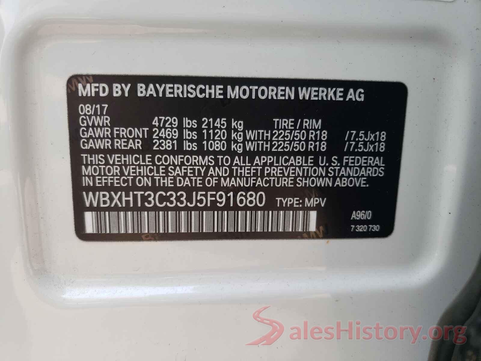 WBXHT3C33J5F91680 2018 BMW X1